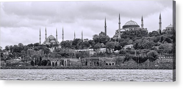 Instanbul In Black And White Acrylic Print featuring the photograph Instanbul in Black and White by Phyllis Taylor