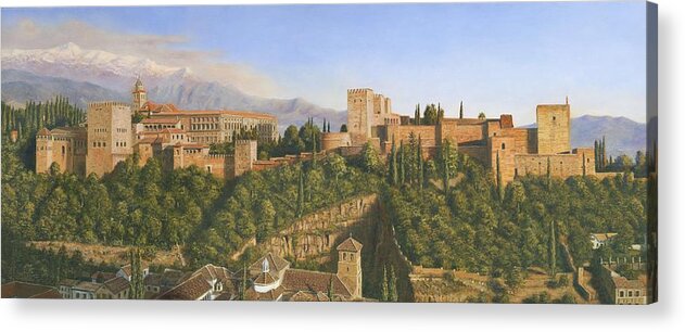 Landscape Acrylic Print featuring the painting La Alhambra Granada Spain by Richard Harpum