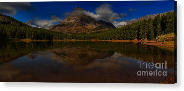 Many Glacier Acrylic Print featuring the photograph Many Glacier Fisher Cap Panorama by Adam Jewell