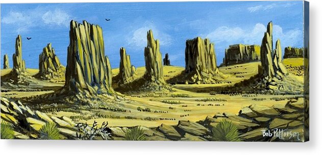Desert Acrylic Print featuring the painting Monument Valley Spider Mesa by Bob Patterson