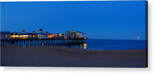 Panorama Acrylic Print featuring the photograph Moonrise in Old Orchard Beach by David Bishop