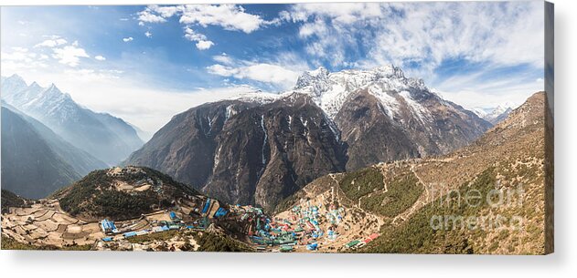 Everest Base Camp Acrylic Print featuring the photograph Namche Bazar Panorama by Didier Marti