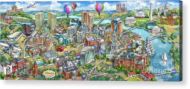 Northern Virginia Acrylic Print featuring the painting Northern Virginia Map Illustration by Maria Rabinky