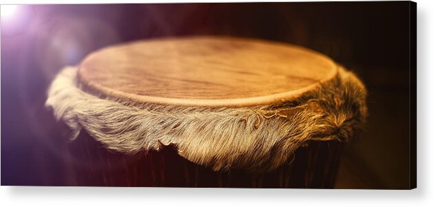 Folk Acrylic Print featuring the photograph Original african djembe drum with leather lamina with beautiful by Jozef Klopacka