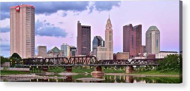 Columbus Acrylic Print featuring the photograph Panoramic Sundown in Columbus by Frozen in Time Fine Art Photography
