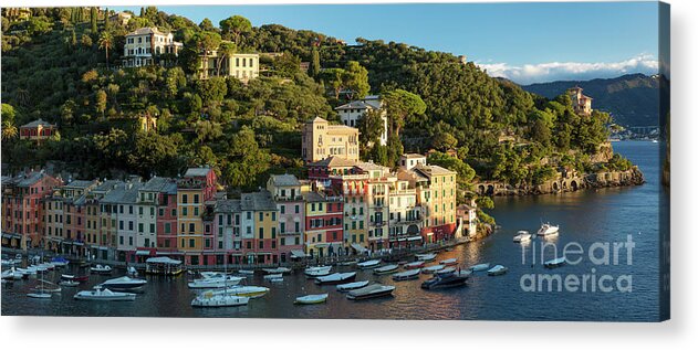 Portofino Acrylic Print featuring the photograph Portofino Morning Panoramic by Brian Jannsen