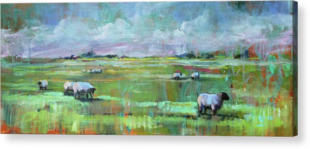 Sheep Acrylic Print featuring the painting Sheep of His Field by Susan Bradbury