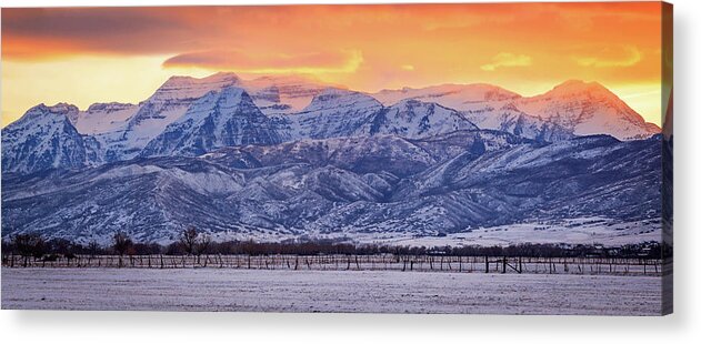 Cold Acrylic Print featuring the photograph Winter Timp Sunset Panorama by Wasatch Light