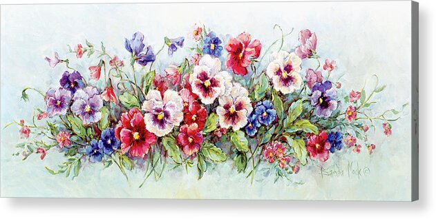 Pansy Bouquet Acrylic Print featuring the painting 1212 Pansy Bouquet by Barbara Mock