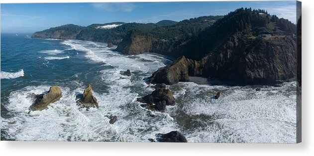 Landscapeaerial Acrylic Print featuring the photograph The Cold Pacific Ocean Washes #7 by Ethan Daniels