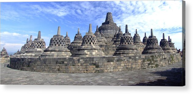 Panoramic Acrylic Print featuring the photograph Borobudur Temple In Panorama by Pandu Adnyana