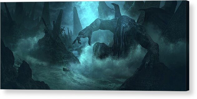 Lovecraft Acrylic Print featuring the digital art Cthulhu by Guillem H Pongiluppi