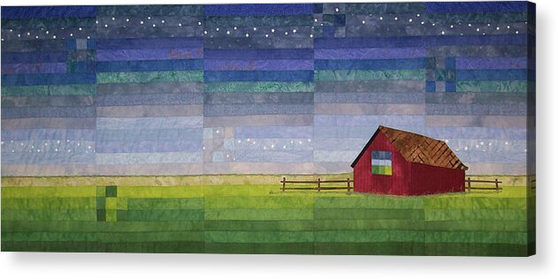 Art Quilt Acrylic Print featuring the tapestry - textile Early Morning Nine Patch by Pam Geisel