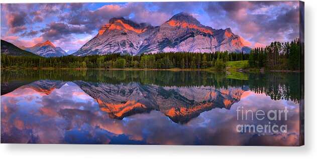 Wedge Pond Acrylic Print featuring the photograph Extra Wide Wedge Pond Sunrise Panorama by Adam Jewell