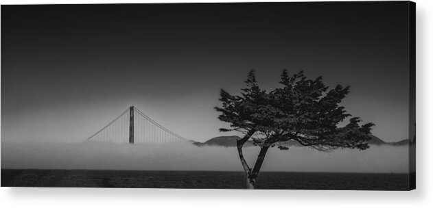  Acrylic Print featuring the photograph Fog And Golden Gate Bridge by Jiahong Zeng