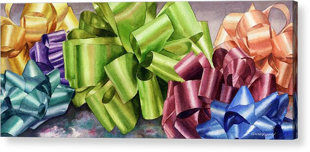Bows Painting Acrylic Print featuring the painting Gifts by Anne Gifford