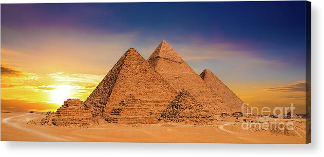 People Acrylic Print featuring the photograph Great Pyramids In Egypt by Xurzon
