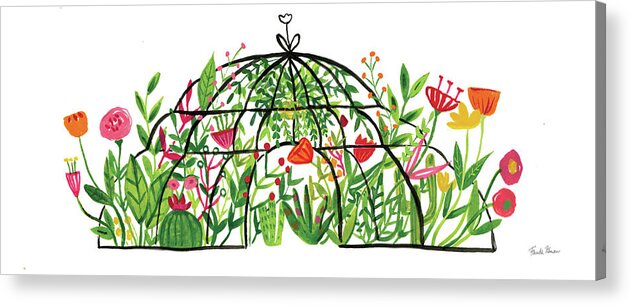 Black Acrylic Print featuring the painting Greenhouse Blooming I by Farida Zaman