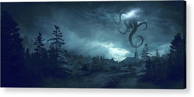 Lovecraft Acrylic Print featuring the digital art New England by Guillem H Pongiluppi