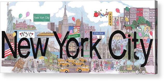 New York City Acrylic Print featuring the mixed media New York City by Stephanie Hessler