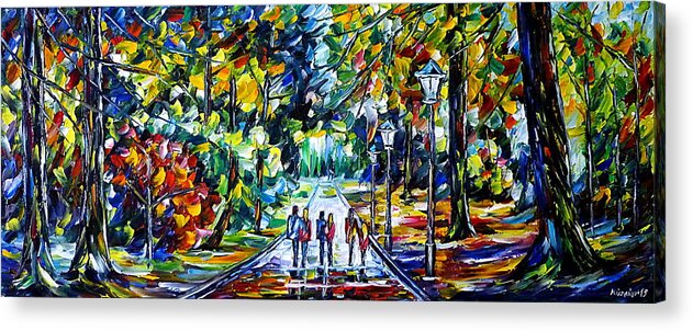 Park In Scotland Acrylic Print featuring the painting People In The Park by Mirek Kuzniar