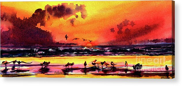 Art Acrylic Print featuring the painting Seabird sunrise by Julianne Felton