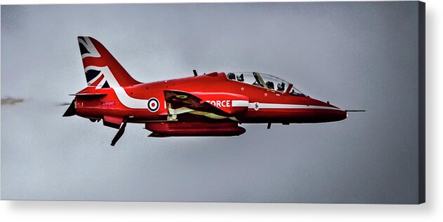 Abstract Acrylic Print featuring the photograph Single Red Arrow in flight by Scott Lyons