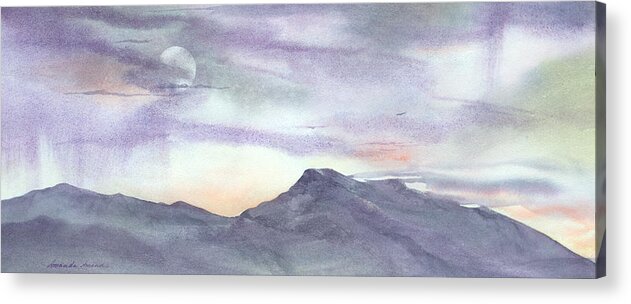 Mount Mansfield Acrylic Print featuring the painting Mansfield Moon #1 by Amanda Amend