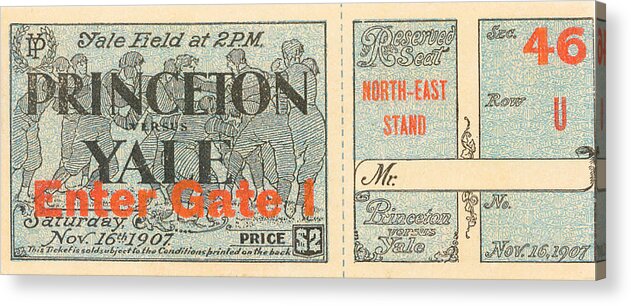 Princeton Acrylic Print featuring the mixed media 1907 Princeton vs. Yale by Row One Brand
