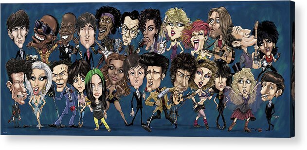 Cartoon Acrylic Print featuring the drawing 25 Players by Mike Scott