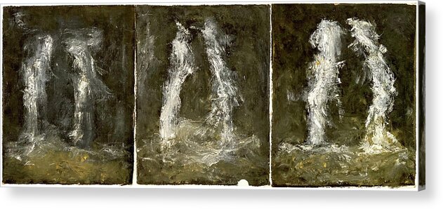 Triptychon Acrylic Print featuring the painting A conversation Triptychon by David Euler
