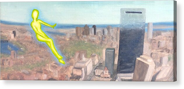 Blue Acrylic Print featuring the painting Above Boston by Tim Murphy
