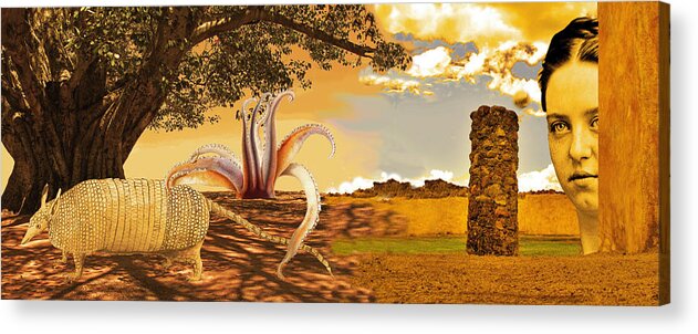 Prehistory Acrylic Print featuring the mixed media Birth of History Photo Montage Mural by Lorena Cassady