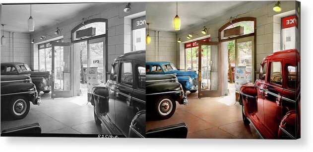Car Acrylic Print featuring the photograph Car - Dealer - Showroom finish 1942 - Side by Side by Mike Savad