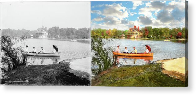 Chicago Acrylic Print featuring the photograph City - Chicago, IL - Boating at Garfield Park 1907 - Side by Side by Mike Savad