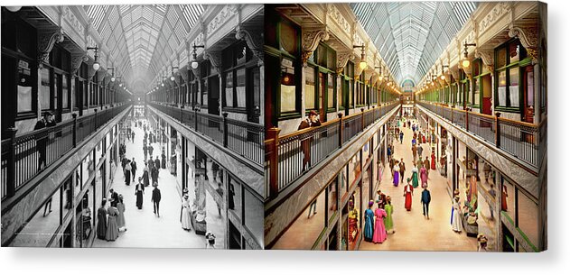 Cleveland Acrylic Print featuring the photograph City - Cleveland, OH - The Colonial Aracde 1908 - Side by Side by Mike Savad