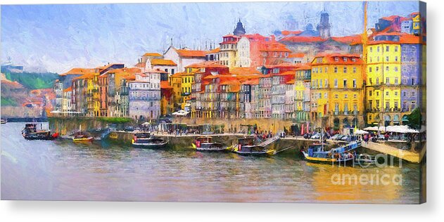 Porto Acrylic Print featuring the photograph Colourful Old Town, Ribeira, Porto, Portugal by Philip Preston