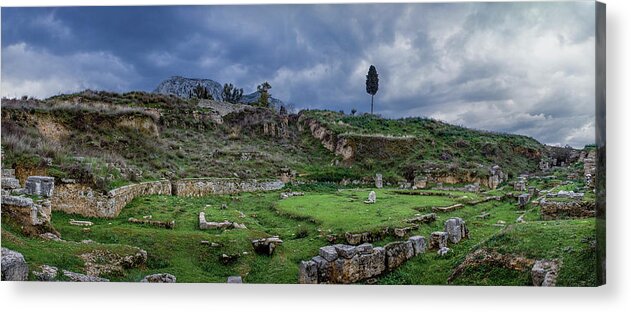 Corinth Acrylic Print featuring the photograph Corinth, the ancient theater by Ioannis Konstas