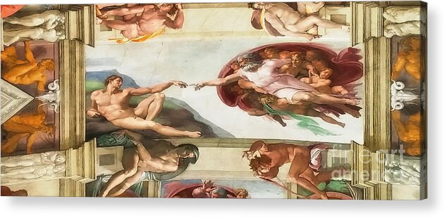 Sistine Chapel Ceiling Acrylic Print featuring the photograph Creation by Stefano Senise