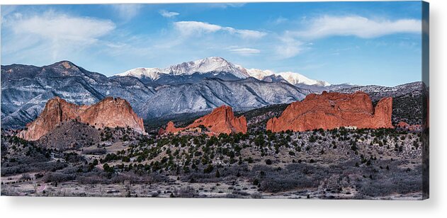 Garden Of The Gods Acrylic Print featuring the photograph Garden of the Gods and Pikes Peak by David Soldano