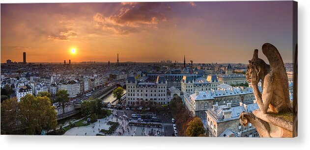Panoramic Acrylic Print featuring the photograph Panaramic view from Notre Dame by Yves LAMBERT