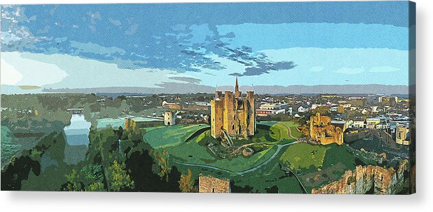 Design Acrylic Print featuring the painting Trim Castle or The Braveheart Film Castle. , Vintage Travel Poster by Asar Studios by Celestial Images