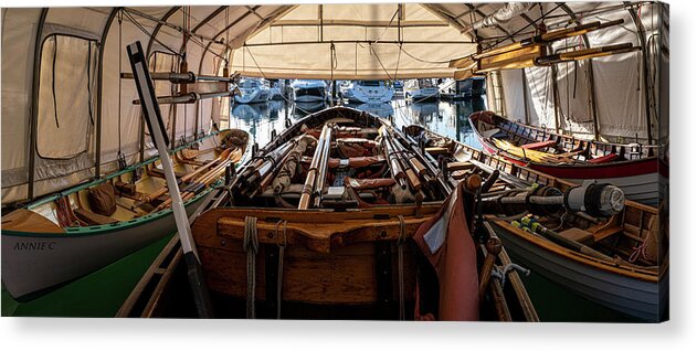 Wooden Boats Acrylic Print featuring the photograph Vintage Rowing Club Boats by Tony Locke
