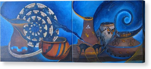 Curvismo Acrylic Print featuring the painting Spirit Legends #1 by Sherry Strong