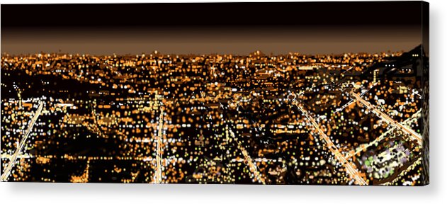 City Acrylic Print featuring the painting City At Night by Shabnam Nassir