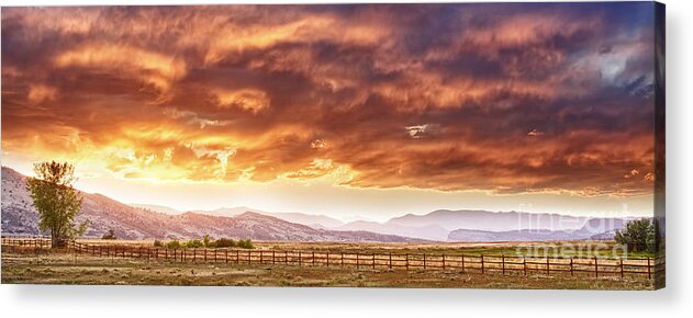 Country Acrylic Print featuring the photograph Epic Colorado Country Sunset Landscape Panorama by James BO Insogna