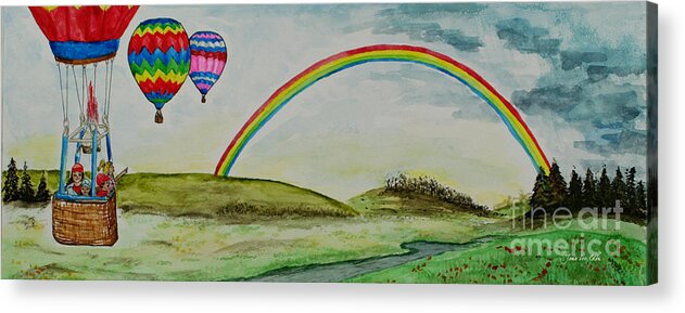 Hot Air Acrylic Print featuring the painting Hot Air Balloon Rainbow by Janis Lee Colon