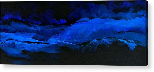 Night Acrylic Print featuring the painting Late Night High Tide by Linda Bailey