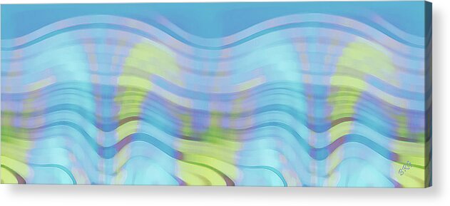 Blue Abstract Acrylic Print featuring the digital art Peaceful Waves by Ben and Raisa Gertsberg