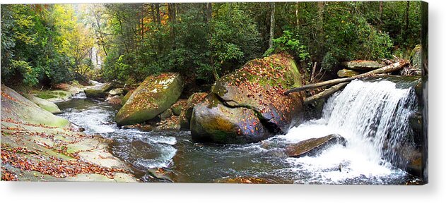 French Broad Acrylic Print featuring the photograph French Broad Waterfall in the Fall 4 near Balsam Grove NC by Duane McCullough